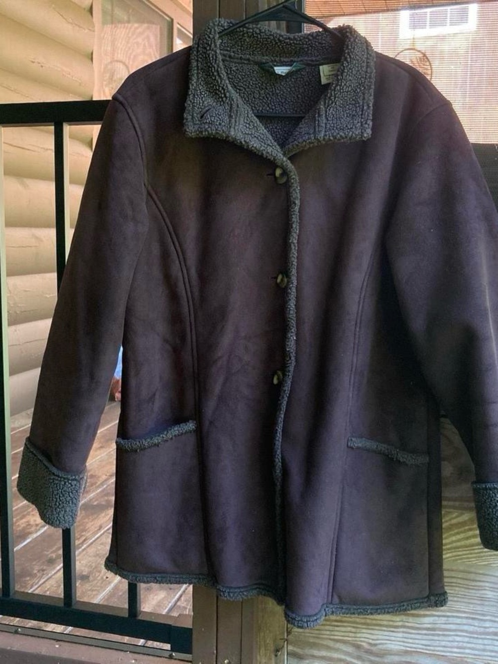 L.L. Bean Women’s Dark Brown and Green Sherpa Jacket